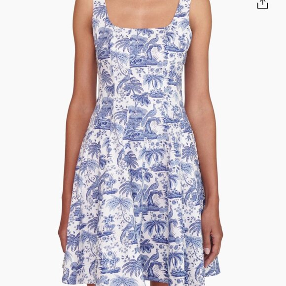 STAUD Wells Blue Toile Cotton Poplin Mini Dress NWT Size 14 - Picture 2 of 3